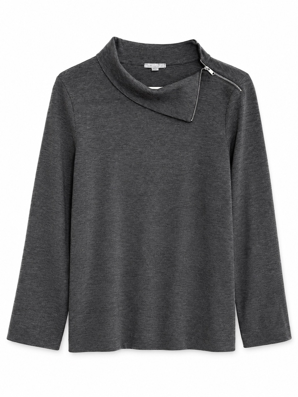 COS Charcoal Zip-Shoulder & Neck Long Sleeve Top Size 8